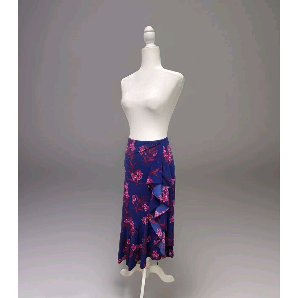 Tommy Bahama Oasis Blossoms Flounce Skirt Cover-Up Floral Blue Ruffle Large - Picture 4 of 9